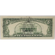 UNITED STATES OF AMERICA 1995 . FIVE 5 DOLLARS BANKNOTE . ERROR . WET INK TRANSFER